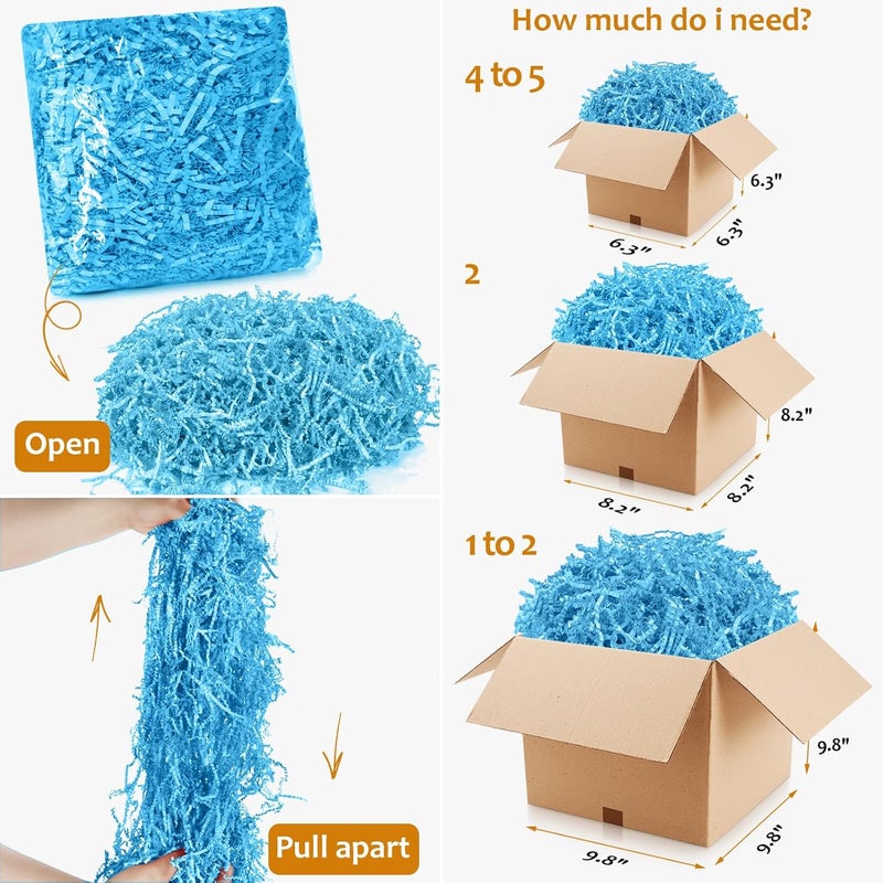 WUINOID Valentines Blue Crinkle Cut Paper Shred Filler for Gift Baskets Box Bags 1/2 LB, Shredded Paper Grass for Bridesmaid Engagement Wedding Valentine's Day Mother's Day Easter Christmas Holiday Packaging Wrapping - Image 2